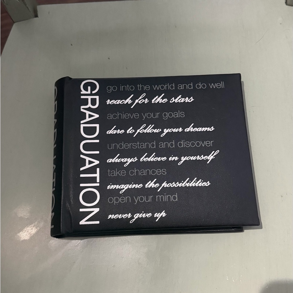 Source Unknown Black Graduation Photo Album with White Text Year 2019